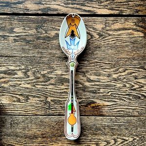 Handpainted wall hanging large spoon 16.5” marked Navajo.